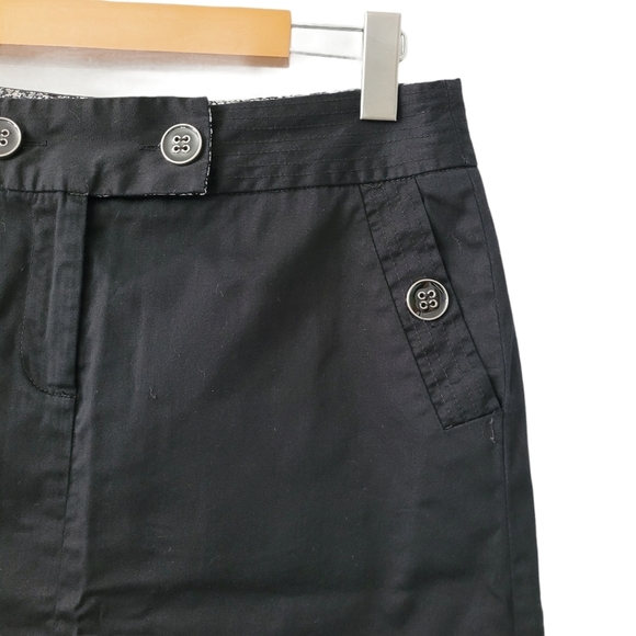 Black Pencil A-Line Cotton Blend Midi Career Skirt - Picture 2 of 8